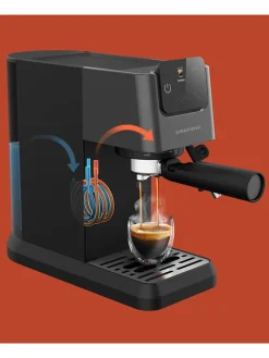 Siebträgermaschine in Schwarz - (B)14,4 x (H)30,8 x (T)42,3 cm