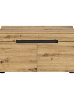 Sitzbank (B/H/T: 80x45x37 cm) in Basalt grau und Artisan Nachbildung