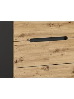 Sitzbank (B/H/T: 80x45x37 cm) in Basalt grau und Artisan Nachbildung