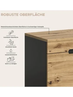 Sitzbank (B/H/T: 80x45x37 cm) in Basalt grau und Artisan Nachbildung