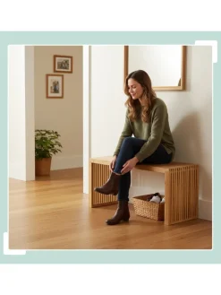 Sitzbank in Natur - (B)90 x (H)43 x (T)33 cm