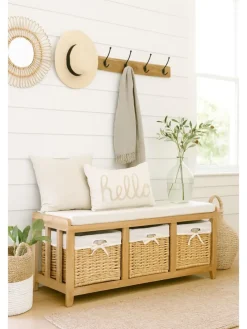 Sitzbank mit Kissen Helga in naturfarben