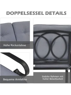 2-Sitzer Gartenbank mit Tisch in Grau