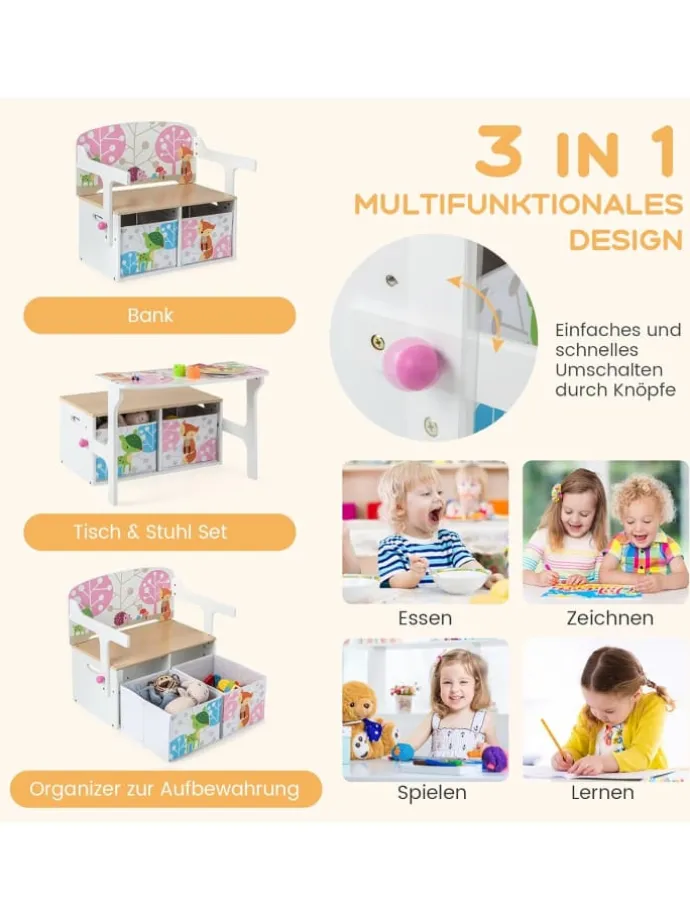 Sitzgruppe 3 in1 in Weiß