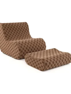 Sitzsack Sessel mit Hocker in Braun