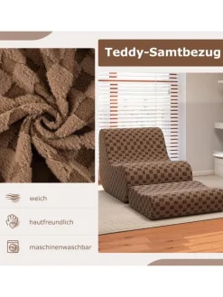 Sitzsack Sessel mit Hocker in Braun