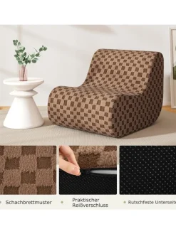 Sitzsack Sessel mit Hocker in Braun