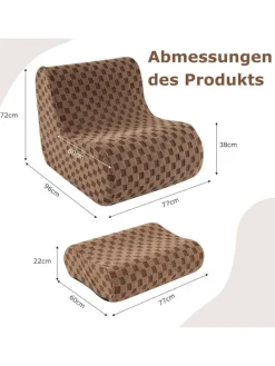 Sitzsack Sessel mit Hocker in Braun