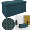 Sitztruhe "Atome" in Petrol - (B)77 x (H)38 x (T)38 cm