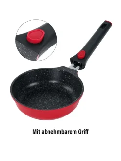 SMART Pfannen-Set 3-teilig, abnehmbarer Griff in Rubin rot