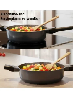 SMART Schmorpfanne 28 cm, abnehmbarer Griff | mit Deckel in Anthrazit