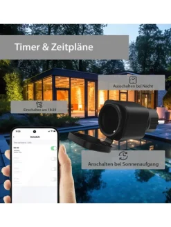 Smart WLAN Aussensteckdose in Schwarz