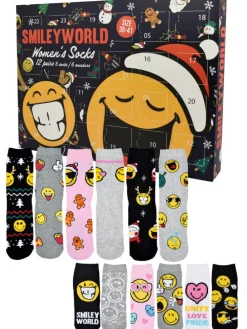 Smileyworld Socken Adventskalender mit 12 Paar kurz und lang in Mehrfarbig