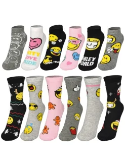 Smileyworld Socken Adventskalender mit 12 Paar kurz und lang in Mehrfarbig