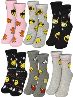 Smileyworld Socken Adventskalender mit 12 Paar kurz und lang in Mehrfarbig