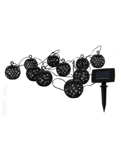 Solar-Kugellicherkette "Fogo" in Schwarz - (L)48,5 cm