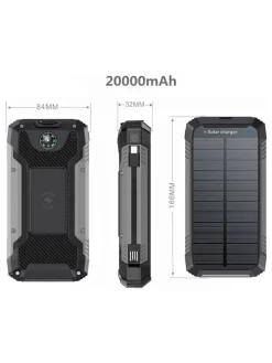 Solar-Powerbank 30.000 mAh in Grau