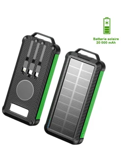 Solar-Powerbank in Schwarz/ Grün - 20.000 mAh