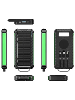 Solar-Powerbank in Schwarz/ Grün - 20.000 mAh