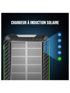 Solar-Powerbank in Schwarz/ Grün - 20.000 mAh