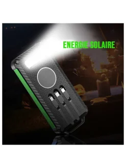 Solar-Powerbank in Schwarz/ Grün - 20.000 mAh