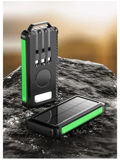 Solar-Powerbank in Schwarz/ Grün - 20.000 mAh