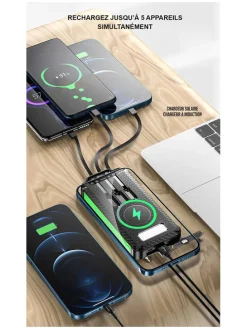 Solar-Powerbank in Schwarz/ Grün - 20.000 mAh