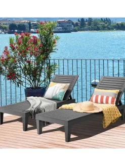 Sonnenliege 190 cm verstellbar in Schwarz