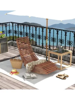 Sonnenliege ergonomisch in Hellbraun