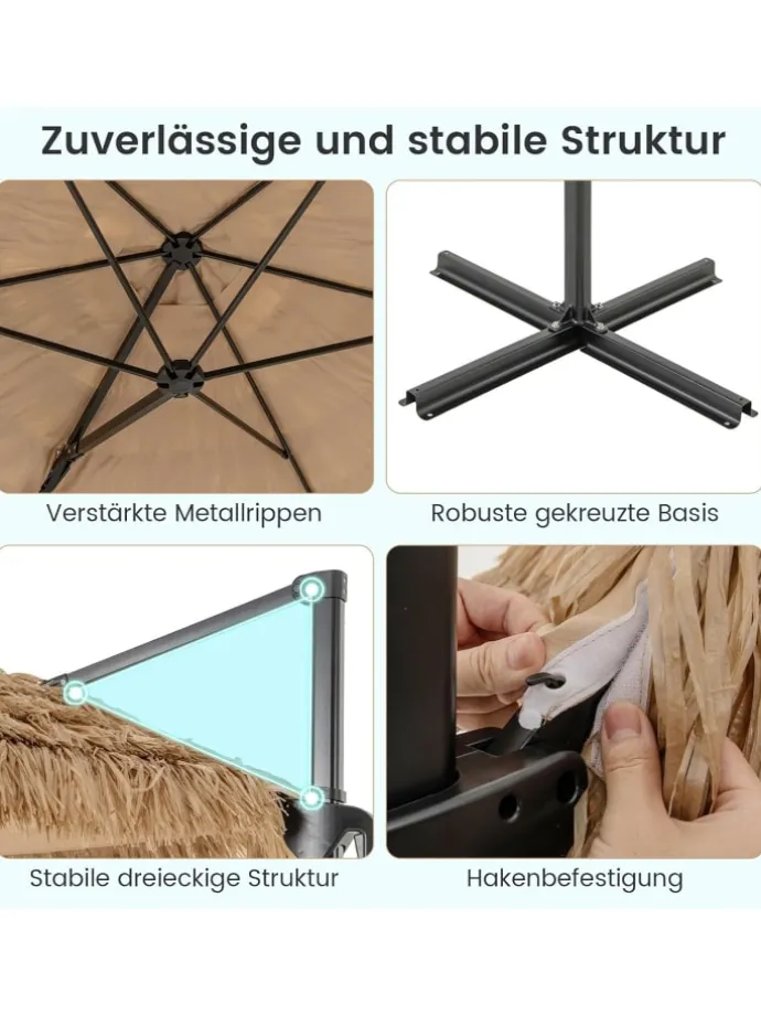 Sonnenschirm Hawaii 270 cm in Braun