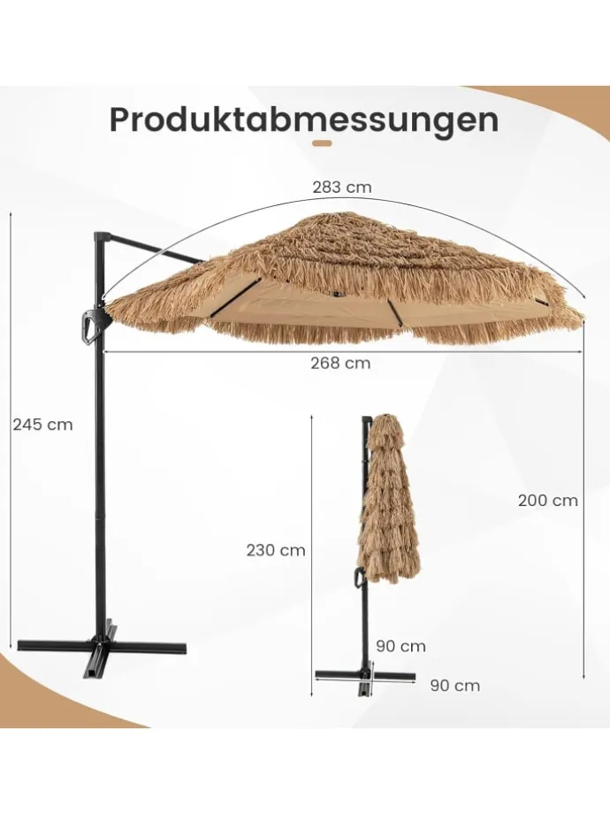Sonnenschirm Hawaii 270 cm in Braun