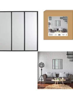 Spiegel "Atelier" in Schwarz - (B)61,5 x (H)61,5 cm