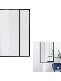 Spiegel in Schwarz - (B)75 x (H)115 cm