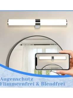 Spiegelleuchte LED in Chrom 15W 4000K Neutralweiß IP44 L 60CM