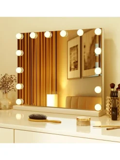 Spiegel mit Beleuchtung 50x12x43cm in Weiß