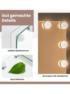 Spiegel mit Beleuchtung 50x12x43cm in Weiß