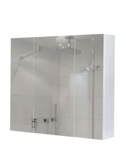 Spiegelschrank B19b mit 6 Regalböden, Weiß