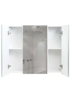 Spiegelschrank B19b mit 6 Regalböden, Weiß