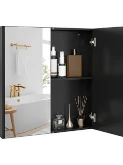 Spiegelschrank Bad 62 x 11,5 x 65cm in Schwarz
