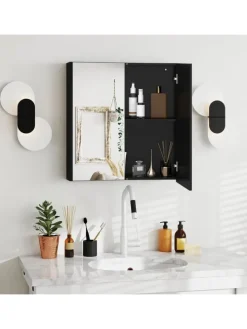 Spiegelschrank Bad 62 x 11,5 x 65cm in Schwarz