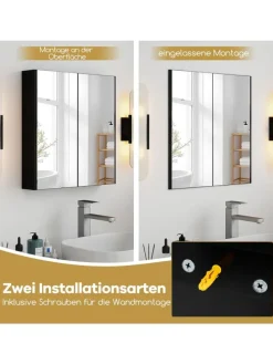 Spiegelschrank Bad 62 x 11,5 x 65cm in Schwarz