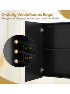 Spiegelschrank Bad 62 x 11,5 x 65cm in Schwarz