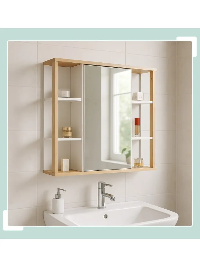 Spiegelschrank in Weiß - (B)62 x (H)64 x (T)21 cm