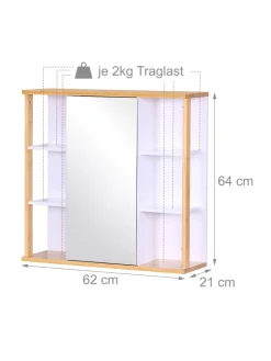 Spiegelschrank in Weiß - (B)62 x (H)64 x (T)21 cm