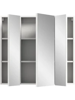 Spiegelschrank in weiß Melamin/weiß hochglanz - (B) 82 x (H) 77 x (T) 18