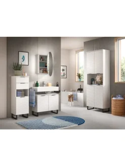 Spiegelschrank in weiß/weiß - (B) 70 x (H) 70 x (T) 18