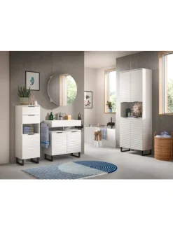 Spiegelschrank in weiß/weiß - (B) 70 x (H) 70 x (T) 18