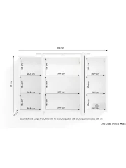 Spiegelschrank SPREE in anthrazit - B 100, H 60, T 20 cm