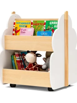 Spielzeugregal auf Rollen 2 Ebenen in Weiß