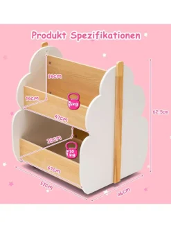 Spielzeugregal auf Rollen 2 Ebenen in Weiß